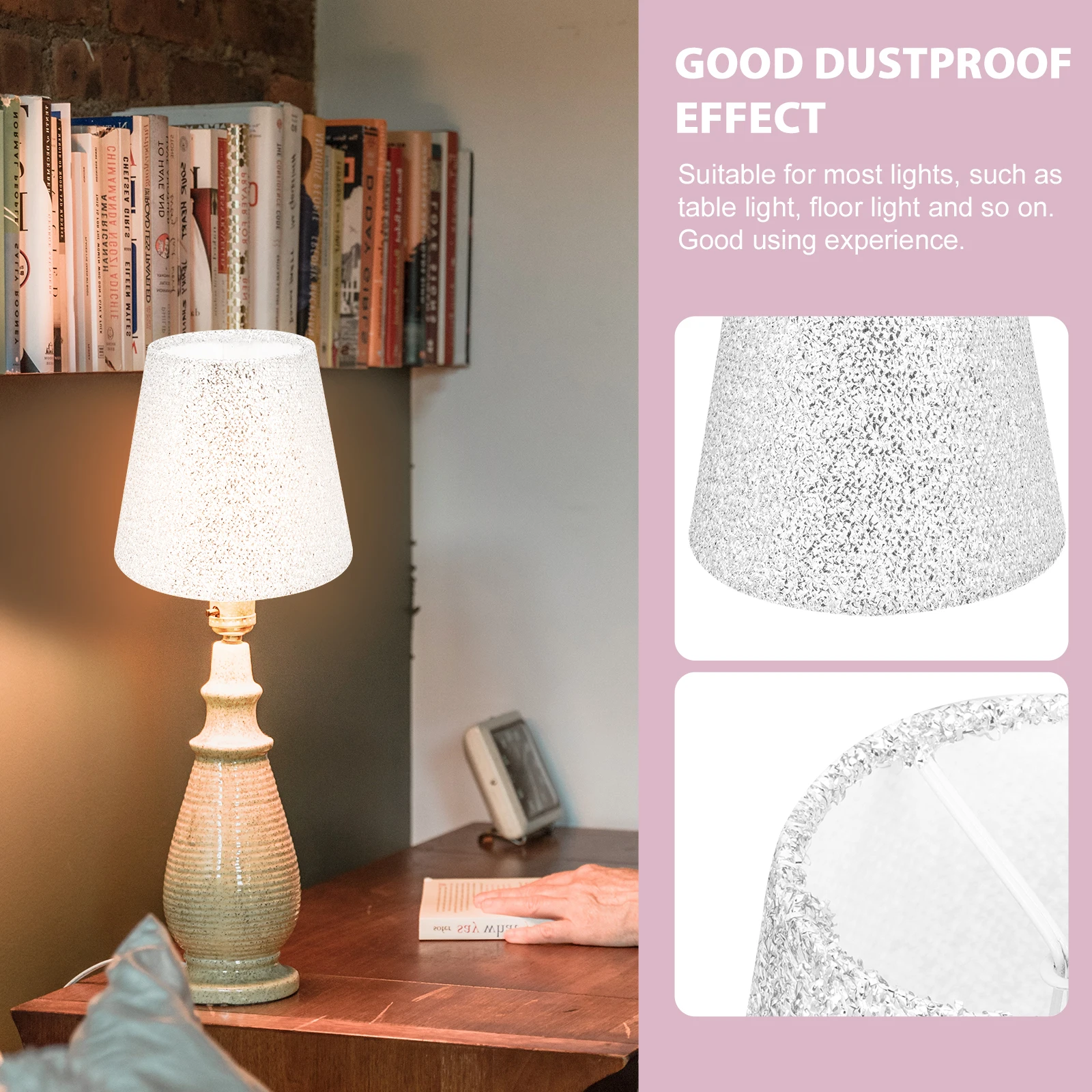 

Fabric Lampshade Silver Iron Desk Lamp Shade Table Light Cover Bedroom Night Lamp Warm Atmosphere Stylish Protective Cover