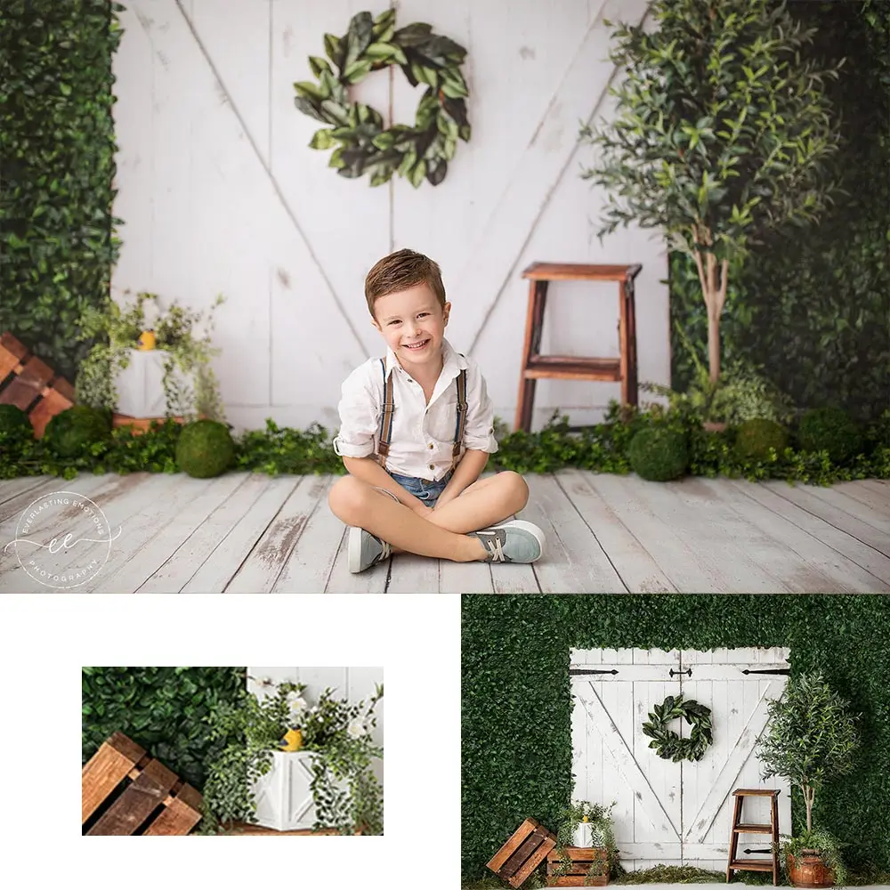 

Magnolia Ivy Photography Backdrop White Wooden Door Kids Baby Cake Smash Photocall Decors Child Adult Studio Backgrounds