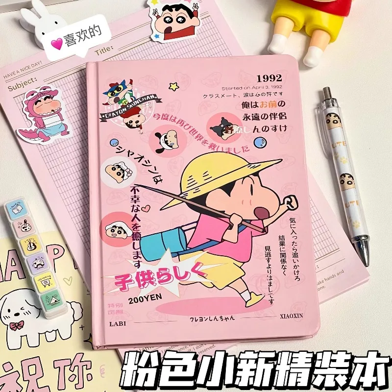 Cute Crayon Shin-chan A5 Hardcover Notebook, Cartoon Student Journal, Kawaii Hand-Drawn Sketchbook for School & Daily Use