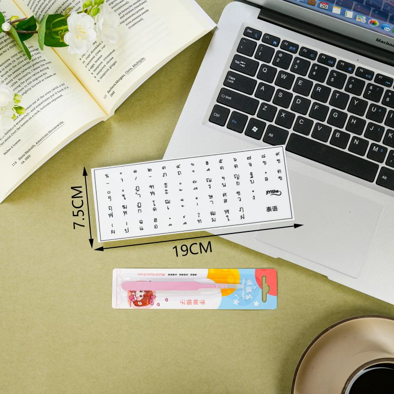 Adesivi per tastiera in lingua tailandese per computer desktop e portatili, adesivo singolo, tipo universale, adesivi trasparenti con incisione laterale
