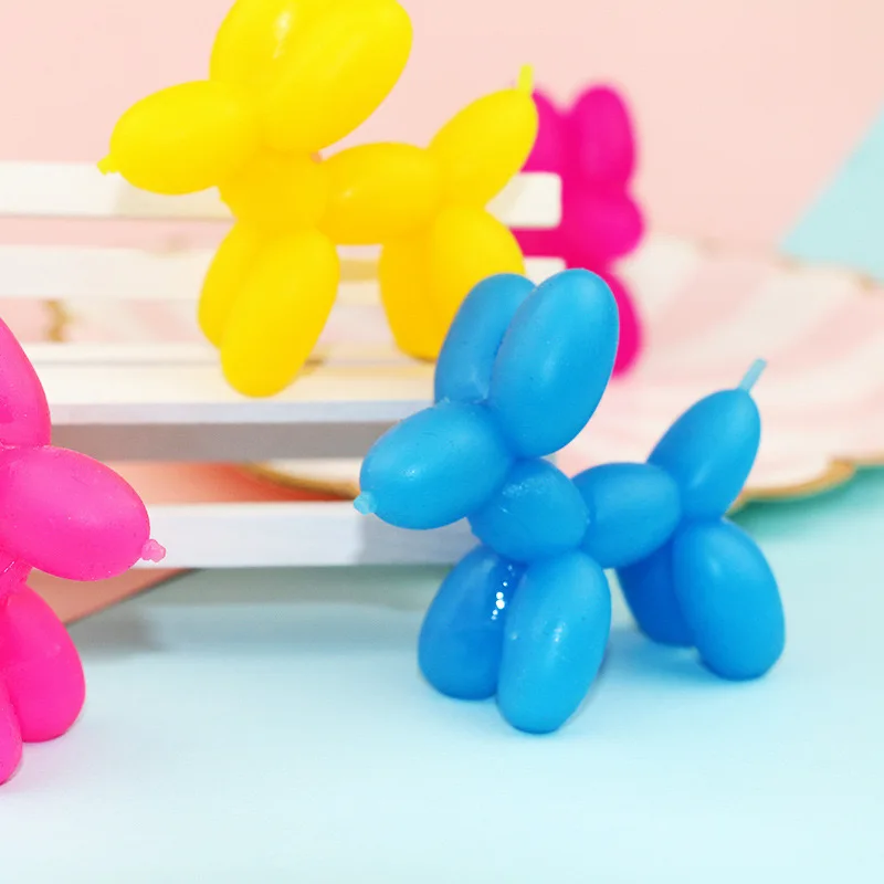 3 pezzi di gomma morbida palloncino colorato cucciolo pizzico giocattoli divertenti per bambini, sensazione di simulazione, Q decompressione carina, novità giocattoli Compulsion