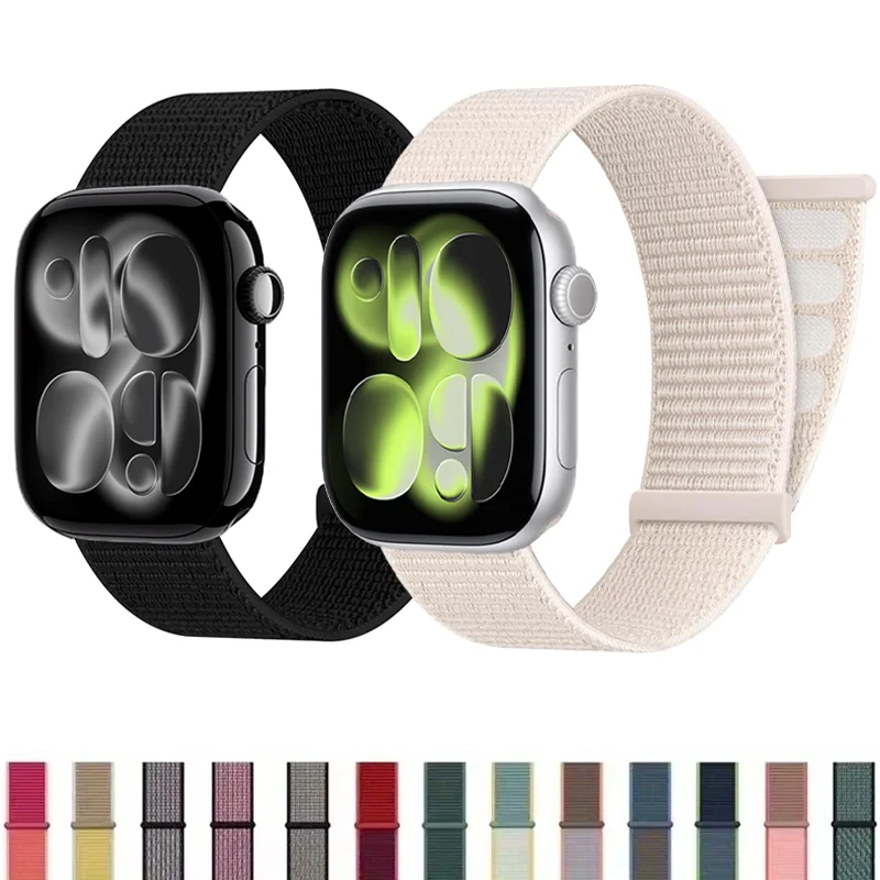 Bracelet à boucle en Nylon pour Bracelet de montre Apple S11 46mm 40mm 44mm 45mm 42mm 41mm Bracelet de ceinture intelligent pour IWatch 49mm 11/10/9/8/7/6/SE/5/4