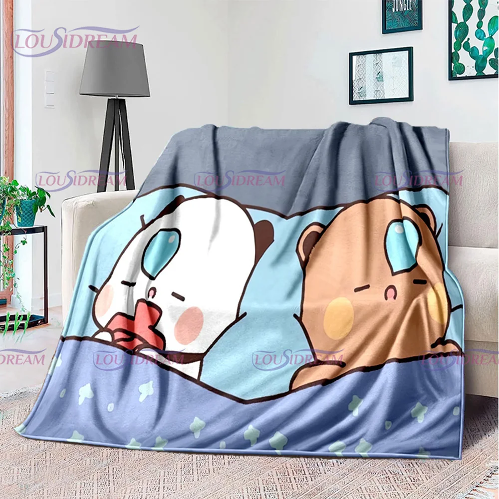 Cute Bubu and Dudu Series Blanket Cartoon Print Kids Warm Flannel Soft Comfortable Home Travel Blanket Bed Blanket Birthday Gift