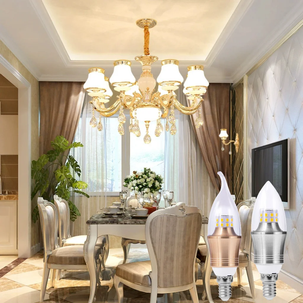 High Quality LED Candelabra Bulb E14 LED Candle Bulbs 5W 7W 9W 12W Daylight White Color Changing Chandelier Bulbs for Pendant