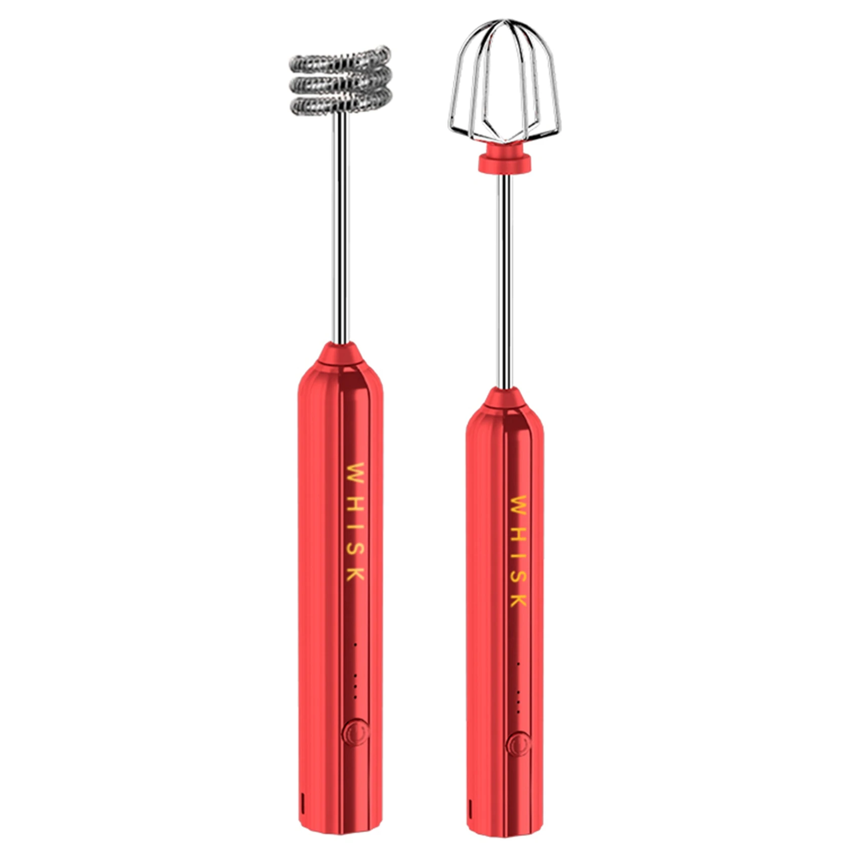 USB Rechargeable Electric Whisk Egg Beater Handheld Coffee Blender Household Milk Shaker Mixer Frother Foamer Red