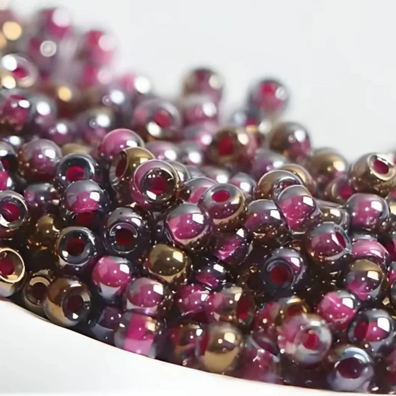 Superb 2/3/4mm gradient seven color glass rice beads handmade DIY bead beads scattered glass beads