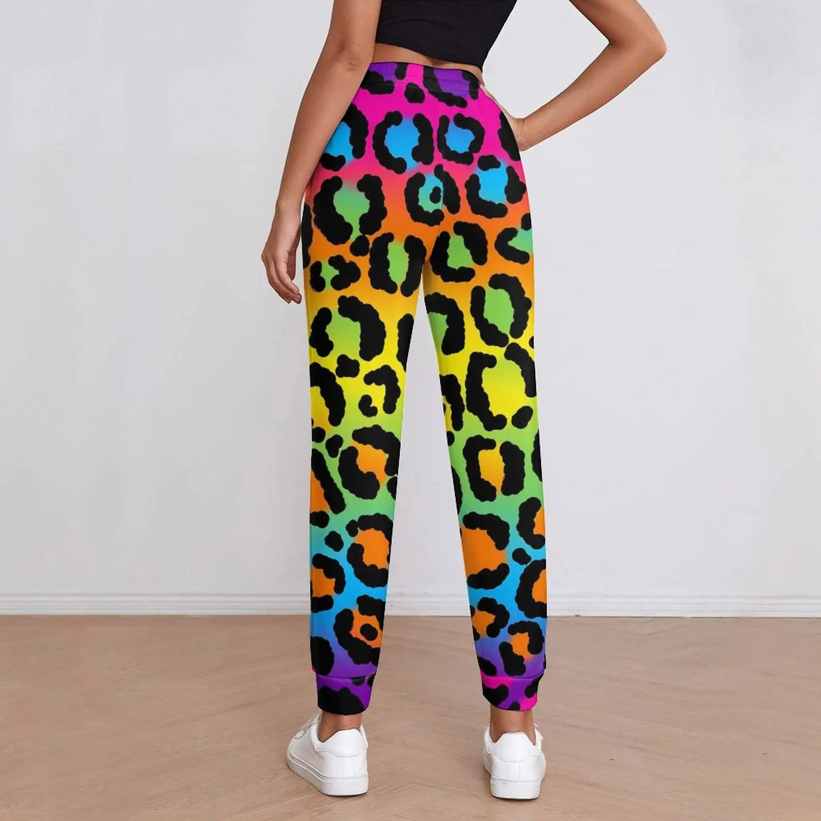 1997 Neon Rainbow Baggy Pants Leopard Print Classic Big Size Sweatpants Spring Womens Graphic Korean Fashion Trousers