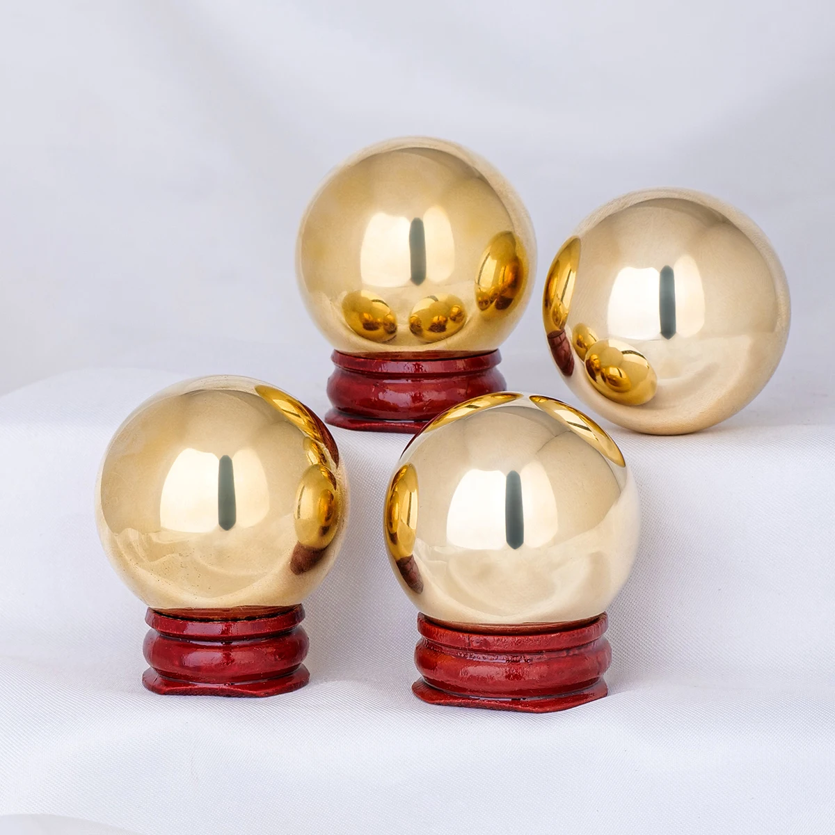 1PC Natural Crystal Stone Brass Ball Home Decor Magic Energy Divination Healing Meditation Relieve Stress Gem Crafts Gifts