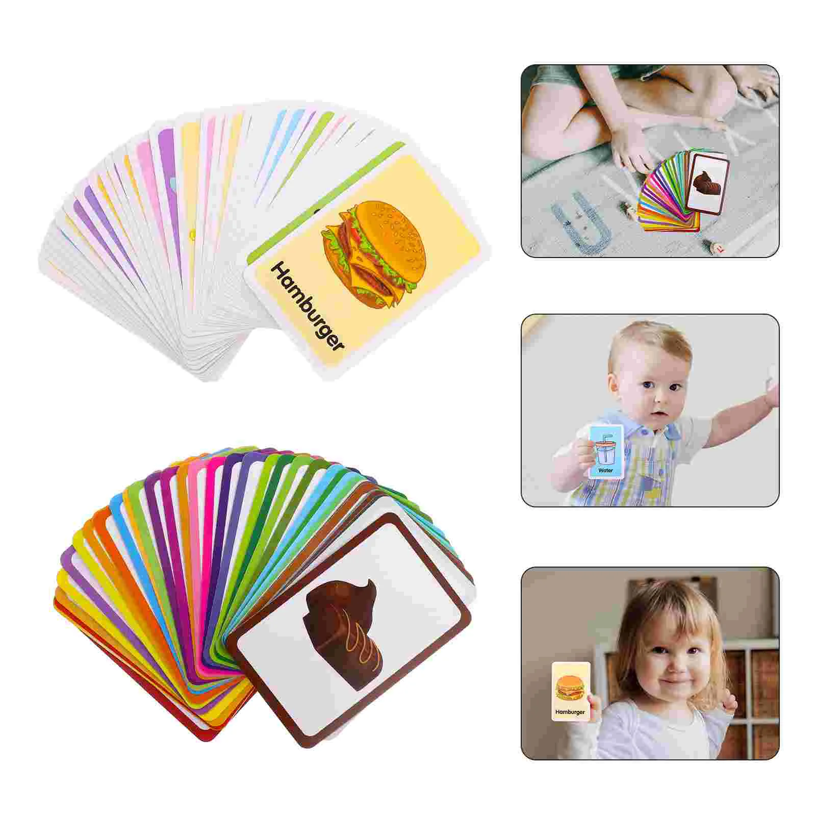 2 Sets Early Education Cards Children's Toys Speech Therapy Materials Portable Cartoon Coated Paper Cognitive Flash Household