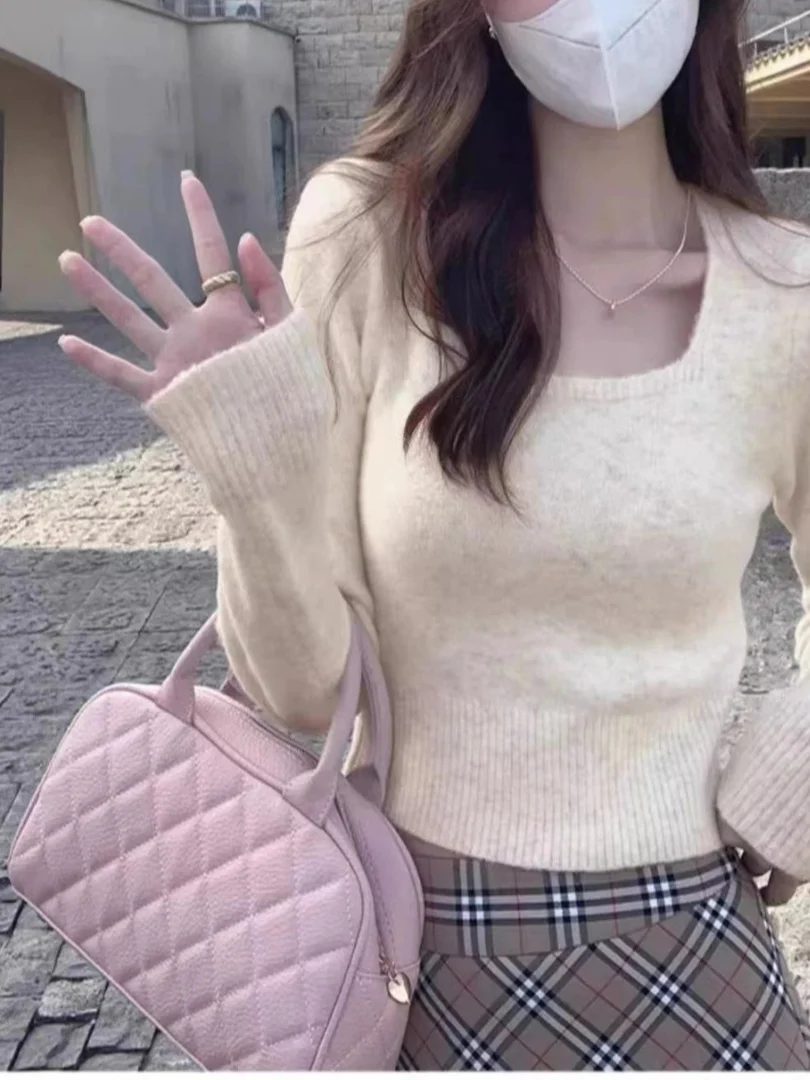 الخريف الشتاء Thiened ort Ne ساحة طوق المرأة قاعدة irt سليم صالح البلوز محبوك سترة الملابس الداخلية Faion Sle #4