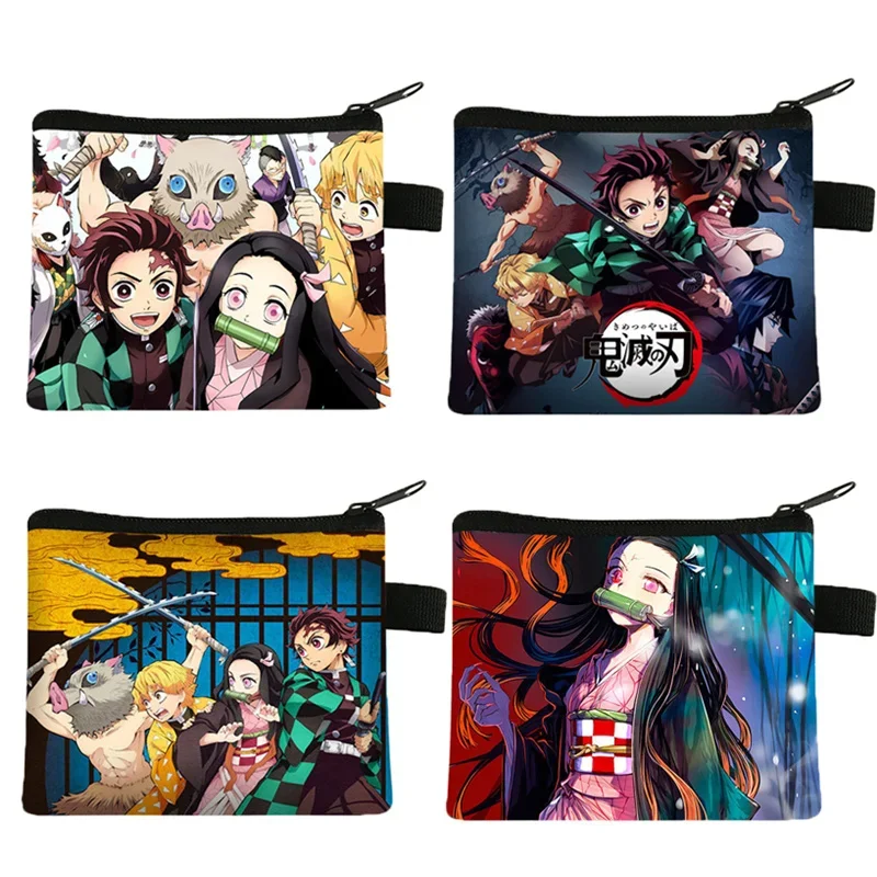 Anime Kimetsu No Yaiba Mini Wallet Cosplay Kamado Tanjirou Nezuko Coin Purse Canvas Storage Pouch Coin Key Wallet