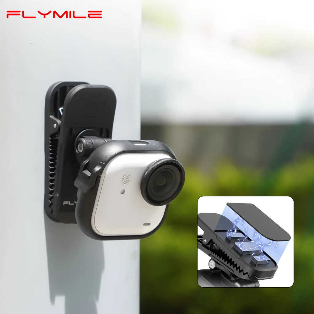 Flymile Magnetischer Rucksack-Clip-Halter für Insta360 GO Ultra Schnellverschluss Anti-Shake-Clip Schutzhüllen