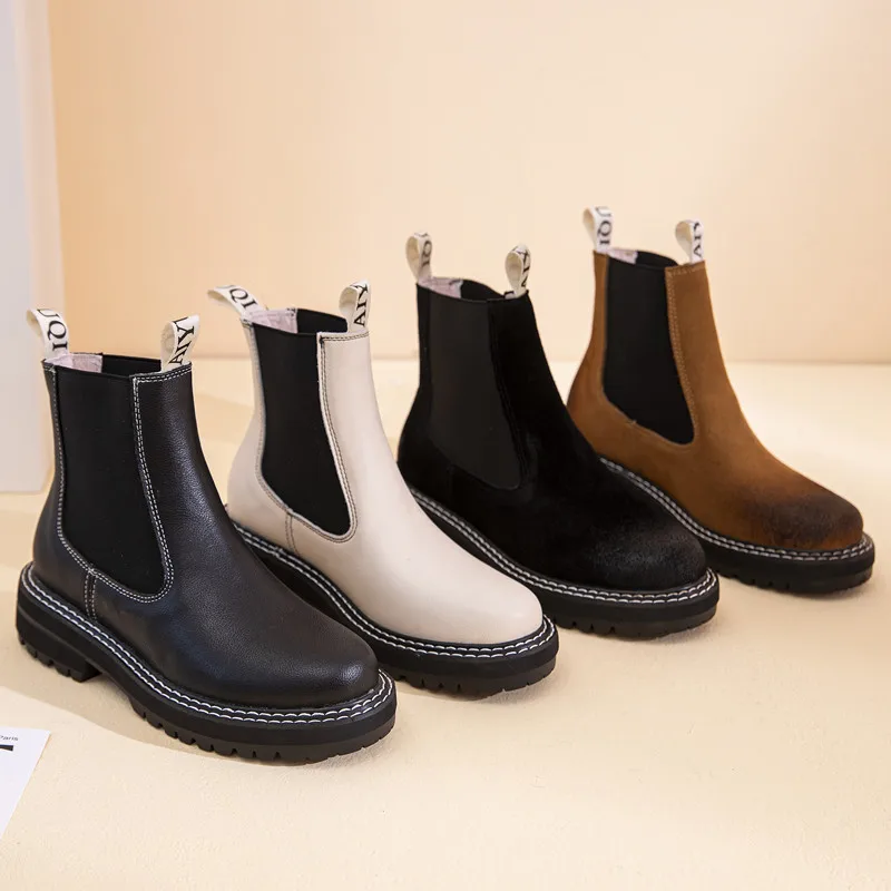 StephanBoots en cuir véritable pour femmes, bottes Marton All-Match pour dames, tendance automne et hiver, bottes de rinçage à l'offre elles optiques, 2025