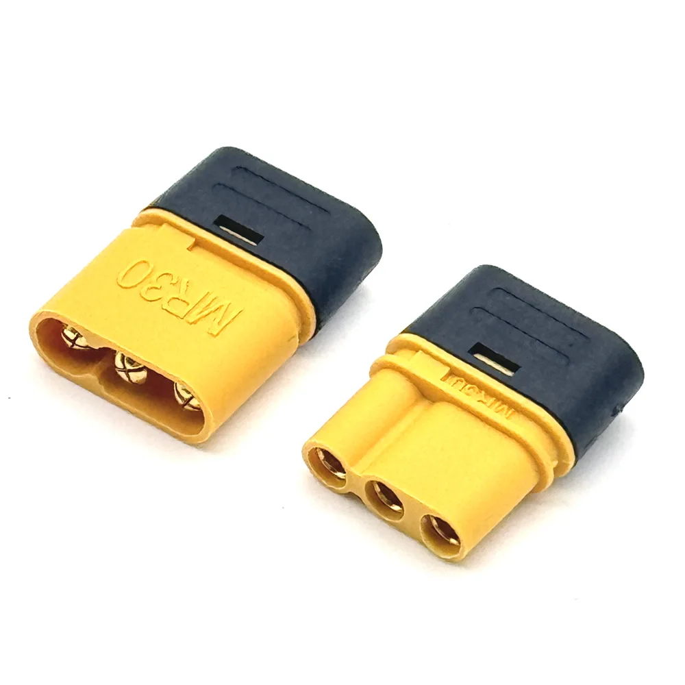 MR60 MR 30 60 Fireproof Female Male Three-core Connector With Sheath 3.5mm Brass Gold Plated For Lipo ESC RC Model