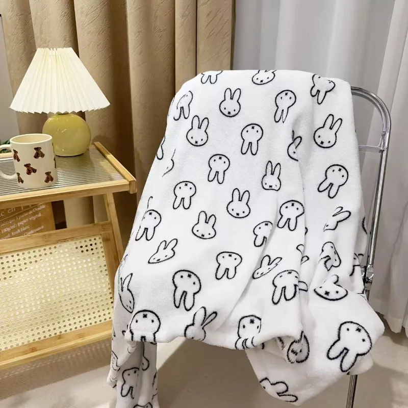 Kawaii Miffy Blanket Flannel Office Siesta Shawl Cute Student Dormitory Blanket Creative Miffy Rabbit Cartoon Sofa Quilt Supplie