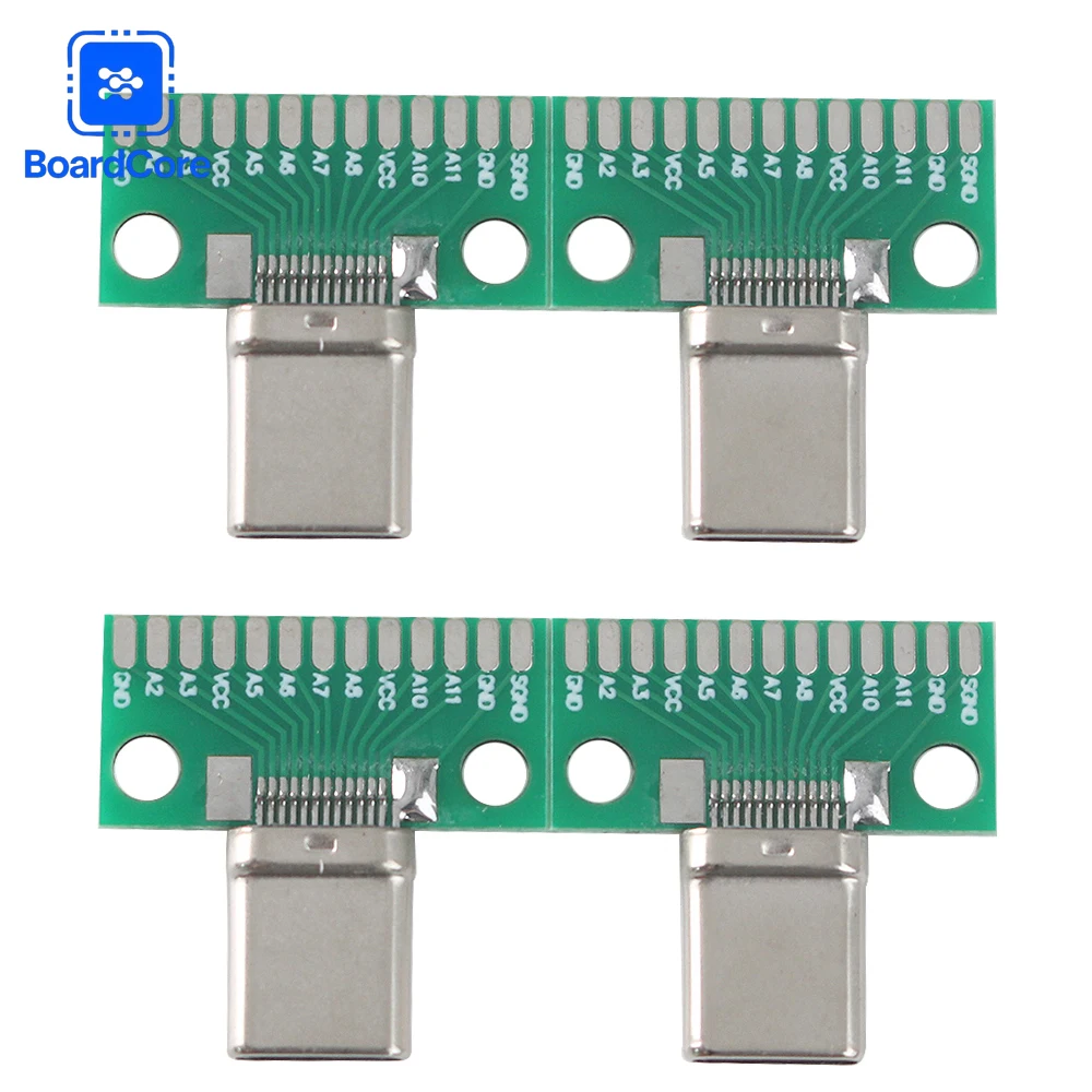 2/4pcs Type-C Male USB 3.1 Test PCB Board Adapter Type C Connector Socket Board for Data Line Wire Cable Transfer
