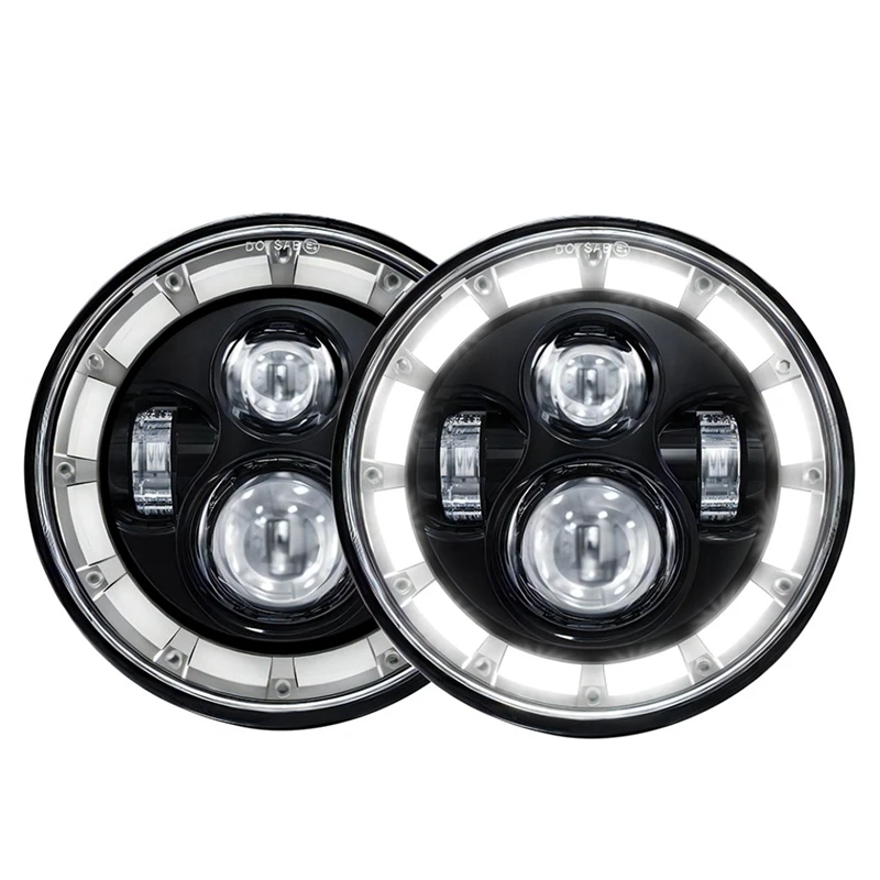 Round 7 Inch LED Headlight, LED Headlamp Offroad Light With High Low Beam DRL Turn Signal For Car Motorcycle