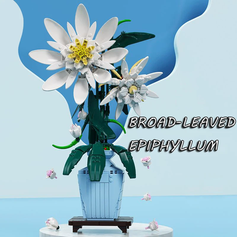 

800PCS Creative Preserved Flower Epiphyllum Building Blocks With A Scent Plant Desktop Decor Model Bricks Toy For Girls Gifts