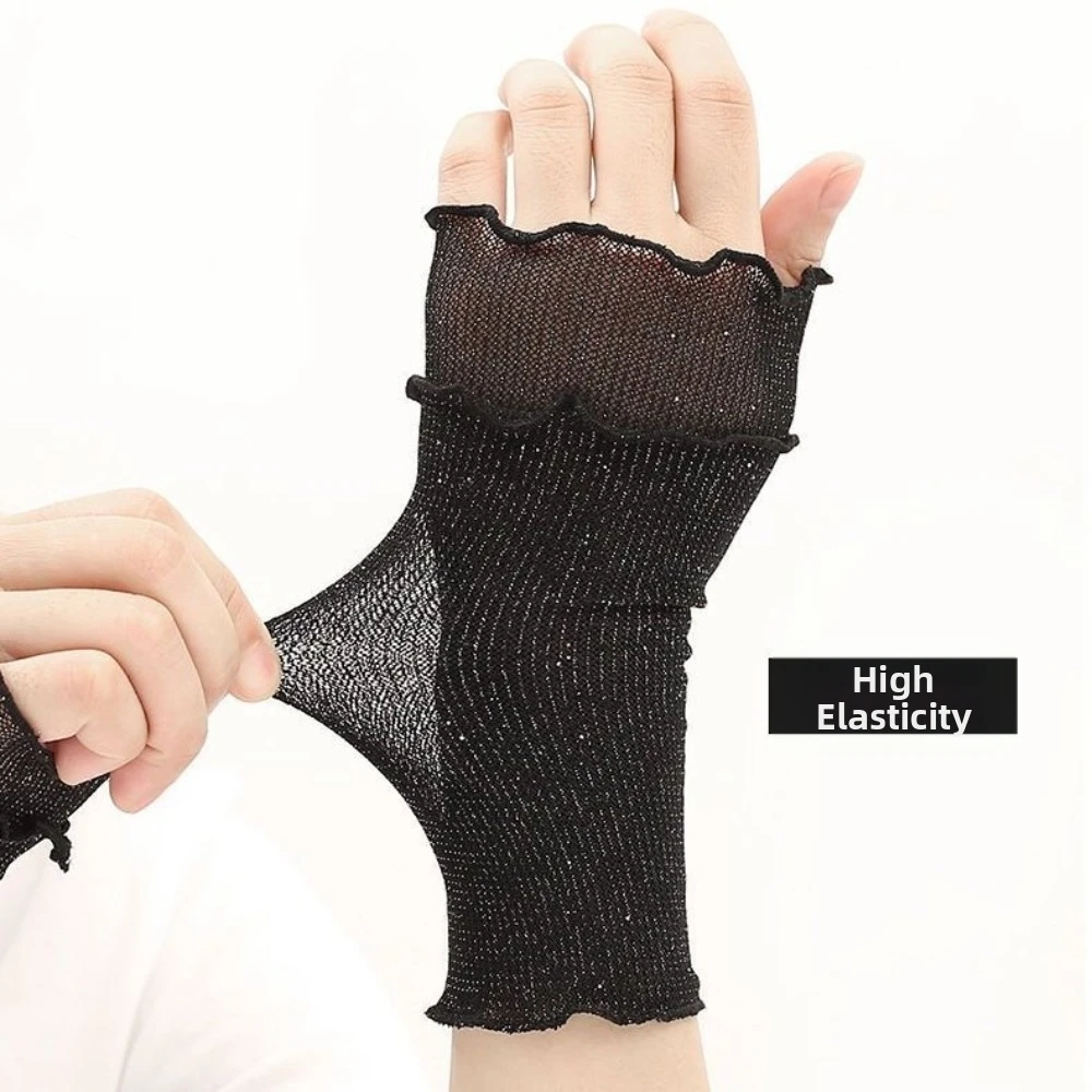 New Ruffled Floral Hand Sleeve Elastic Lace Wrist Cuffs Breathable Thin Fake Sleeves Women