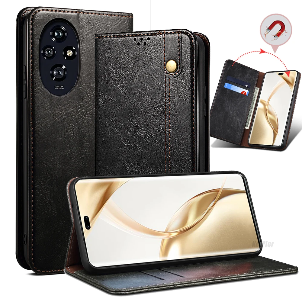 Luxury Leather Flip Wallet Case For HONOR 200 PRO Card Slot Stand Magnetic Phone Cover House For HONOR200 Protective Bag