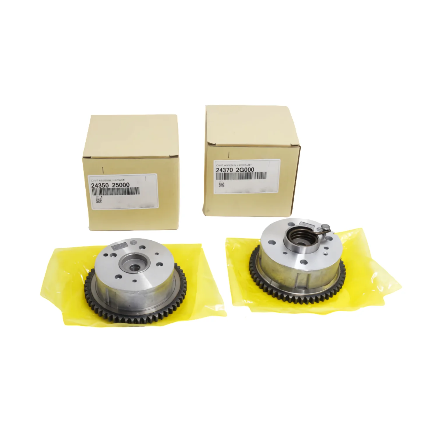 2Pcs Intake Exhaust Camshaft Gear CVVT 24350-25000 24370-2G000 For Hyundai SantaFe Tucson For Kia Forte Optima