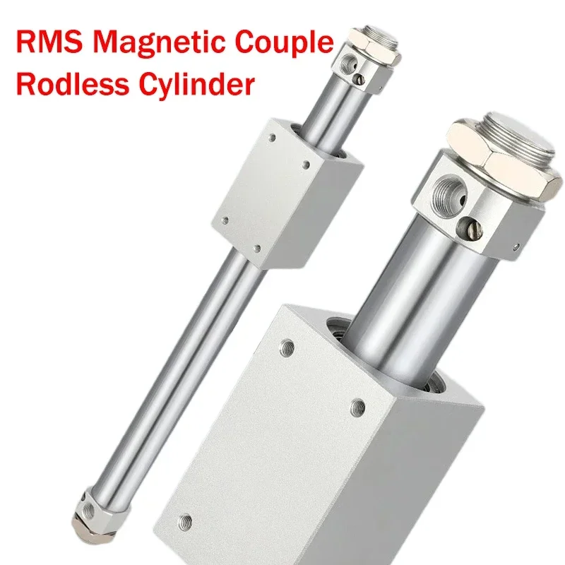 RMS Series Air Cylinder 10/16/20/25/32 40mm Bore Rodless Magnetic Cylinders 50 100 150 200 250 300mm Stroke Pneumatic Cylinder