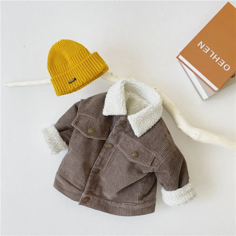 Brand Corduroy Baby Girls Boys Jacket Infant Toddler Children Coat Autumn Winter Warm Thicken Kids Outwear Clothes For 0-5Years