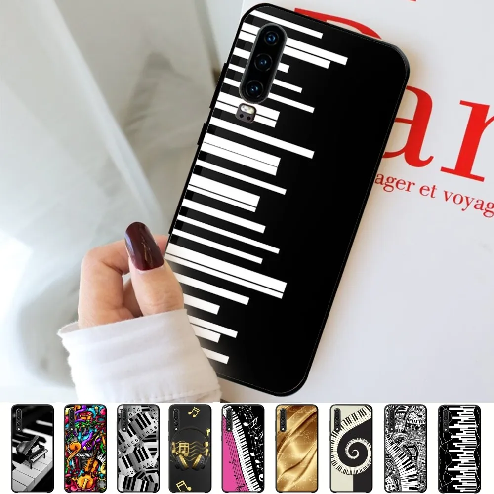 Black And White Piano Keys Notes Phone Case For Huawei P 8 9 10 20 30 40 50 Pro Lite Psmart Honor 10 lite 70 Mate 20lite