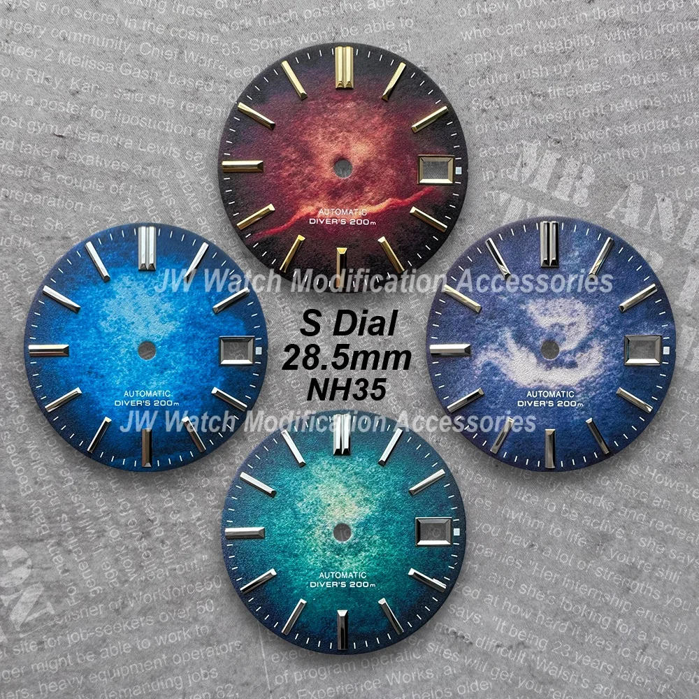 28.5mm S Logo Colorful Dial Suitable For NH35/NH36 Movement Quality Applied Index Riveted Watch Modification Accessories