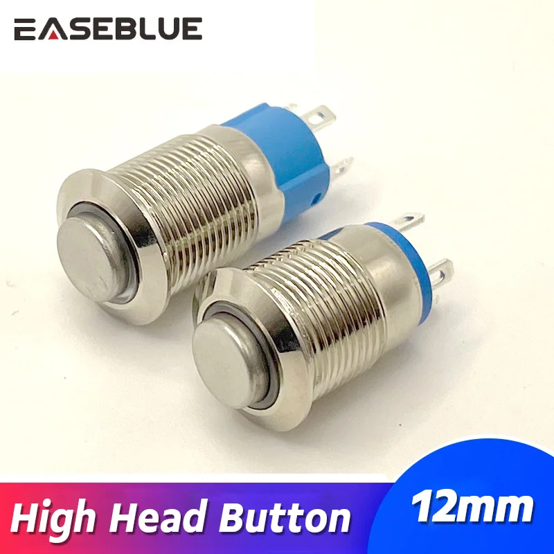 

12mm Waterproof Metal Button High Flat head Switch LED Light Momentary Latching 12V 24V 220V Red Blue Green Yellow White