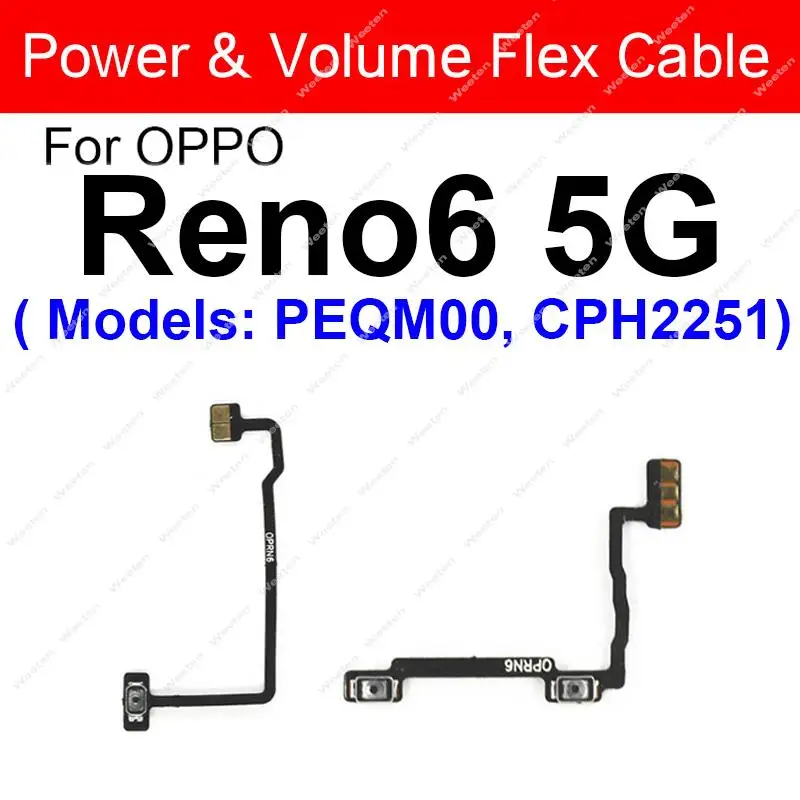 Power Volume Flex Cable For OPPO Reno 5 6 Pro Plus Pro+ 6 Lite 4G 5G Side Button Power Volume Flex Ribbon Replacement