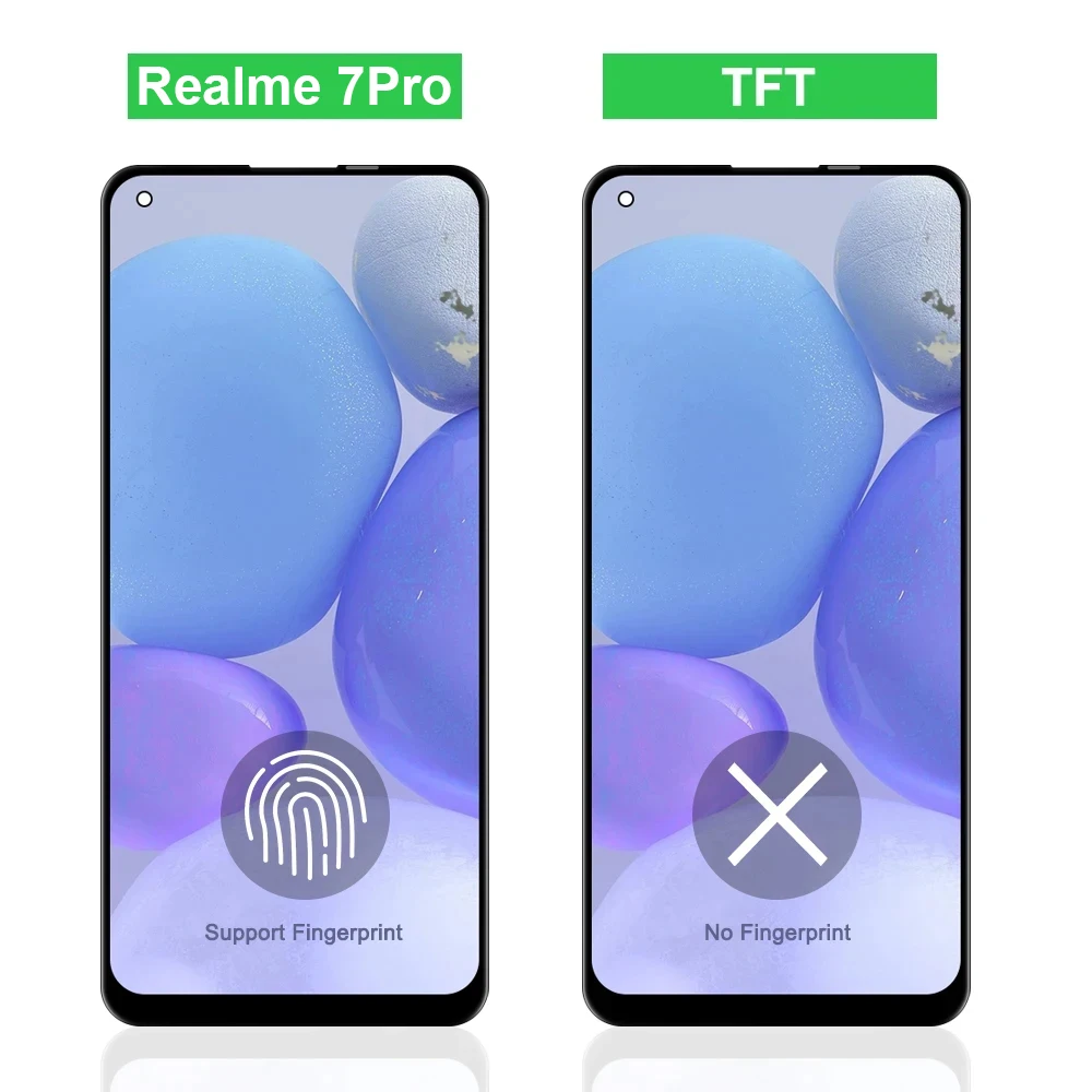 6.4' Display For Realme 7 Pro 5G LCD DisplayTouch Digiziter Assembly For Realme 7 Pro RMX2170 Screen Replacement, with Frame