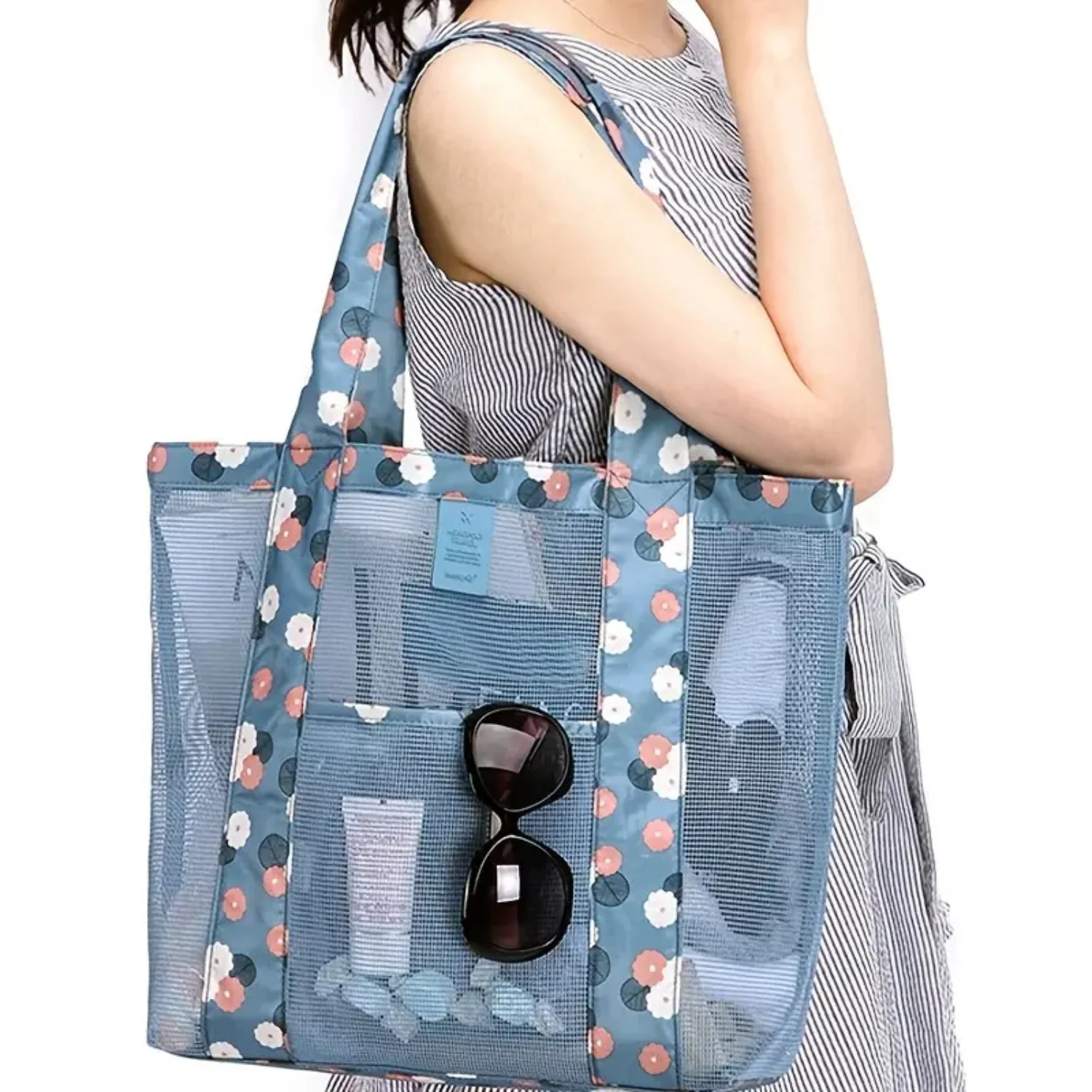 

Large Waterproof Outdoor Beach Mesh Storage Bag - Ideal Shoulder Bag for Travel, Great for Organizing Clothes on Outdoor Adventu
