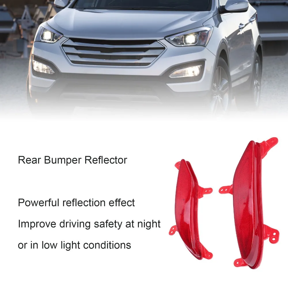 

2PCS Red Rear Bumper Reflector 924062W200，924052W200 Colorfast Rear Bumper Reflector Strip ABS for Santa Fe Sport 2013-2016