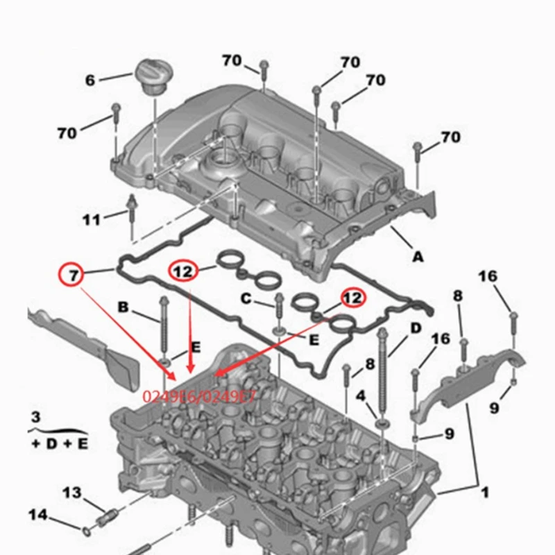 5X 0249E6 0249E7 Engine Rocker Cover Gasket Cylinder Head Seal For Peugeot 3008 408 508 308S Citroen C4L C5 C3-XR