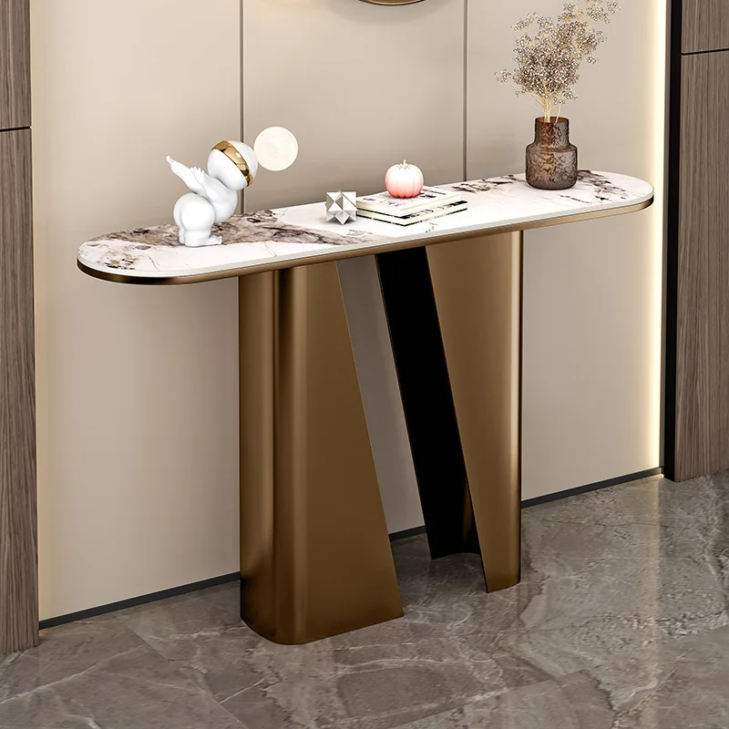 Italian light luxury style console table against the wall table modern simple entrance slate ultra-narrow partition end view dec