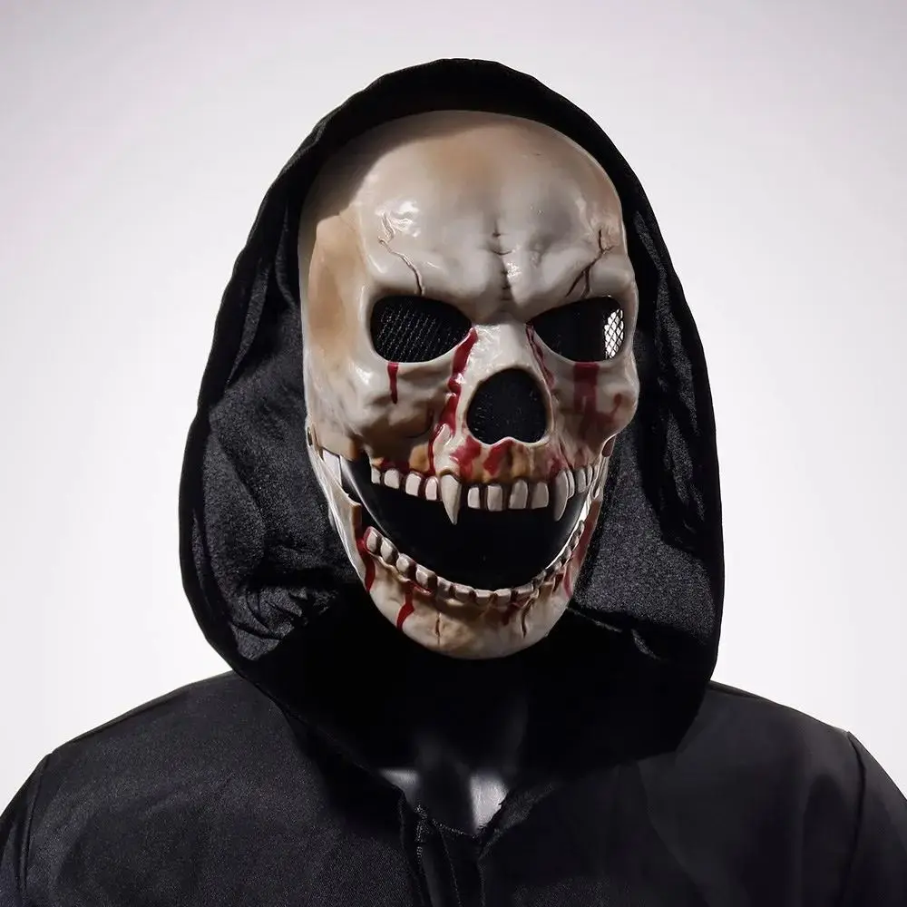 

Bloody Effect Moving Mouth Skull Mask Adjustable Full Face Halloween Skull Masks Spooky Realistic Scary Skull Headgear