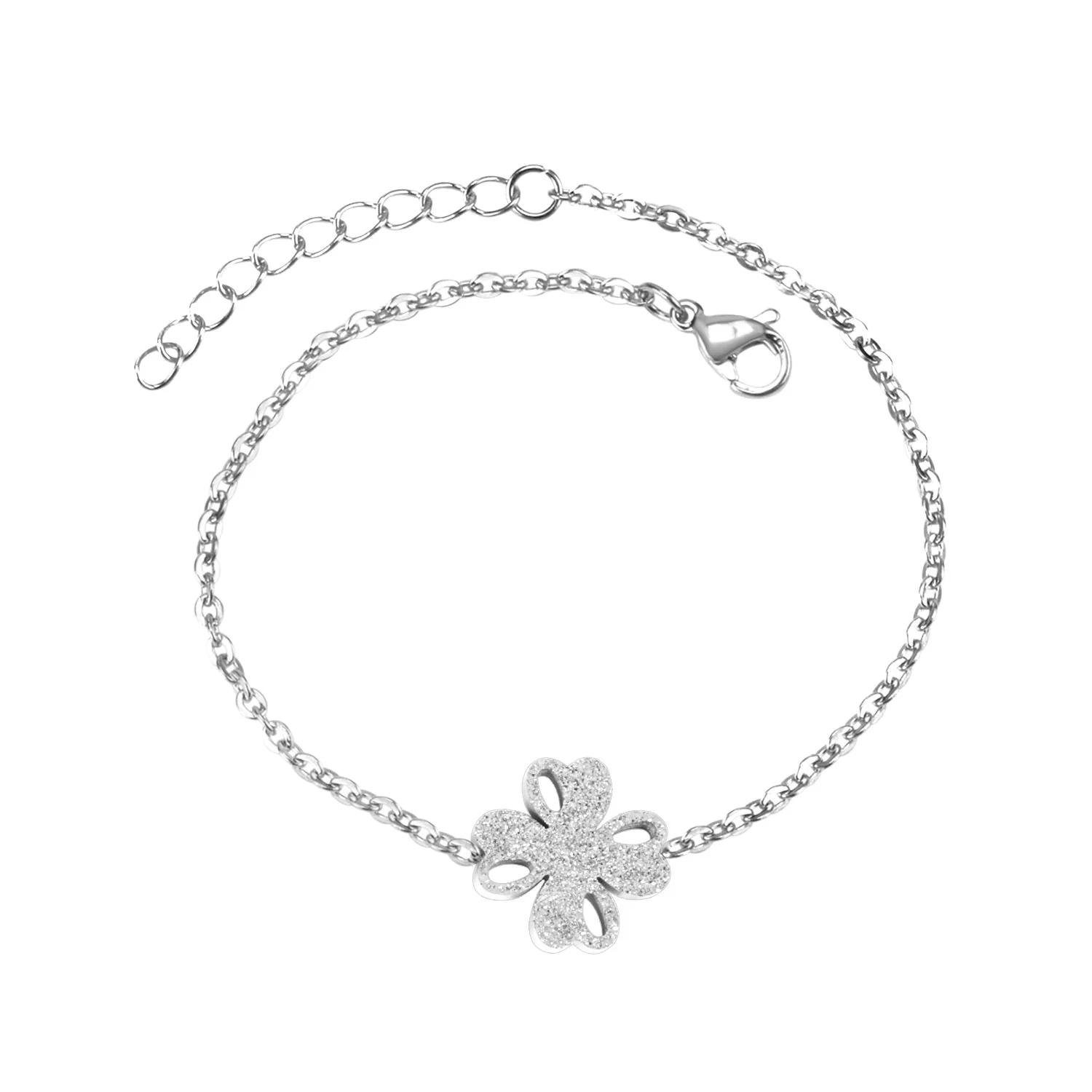 ASON Classic Bracelet Four-Leaf Clover Infinite Wrist Lucky Mean Stainless Steel Chain Link Bracelet Women Trendy Party Gift