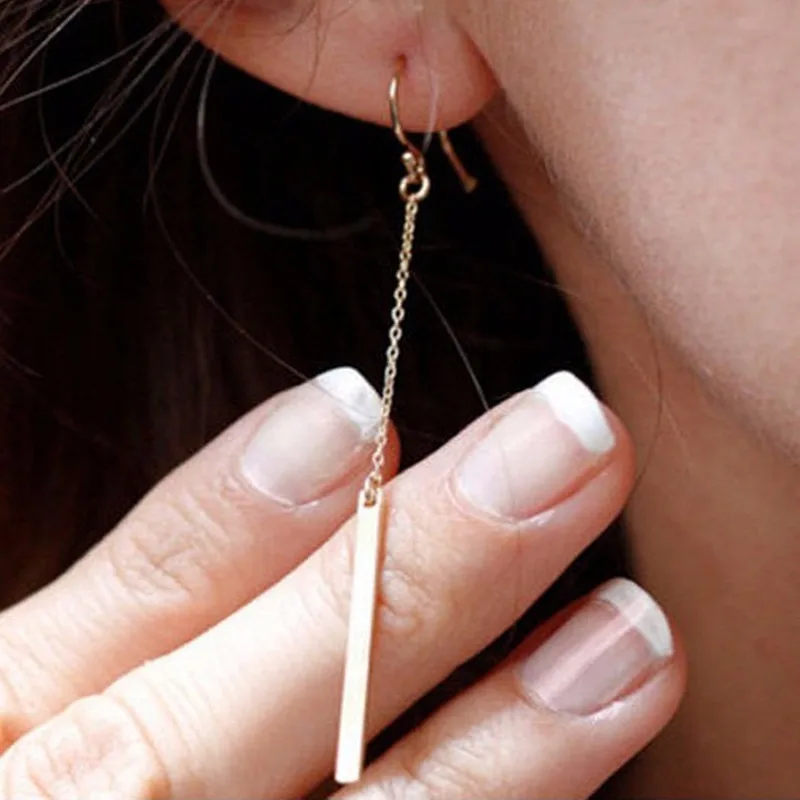 New Fashion Earrings Long Straight Chain Ear Hook Earrings Jewelry Wholesale Trade Punk For Women girl\' Gift