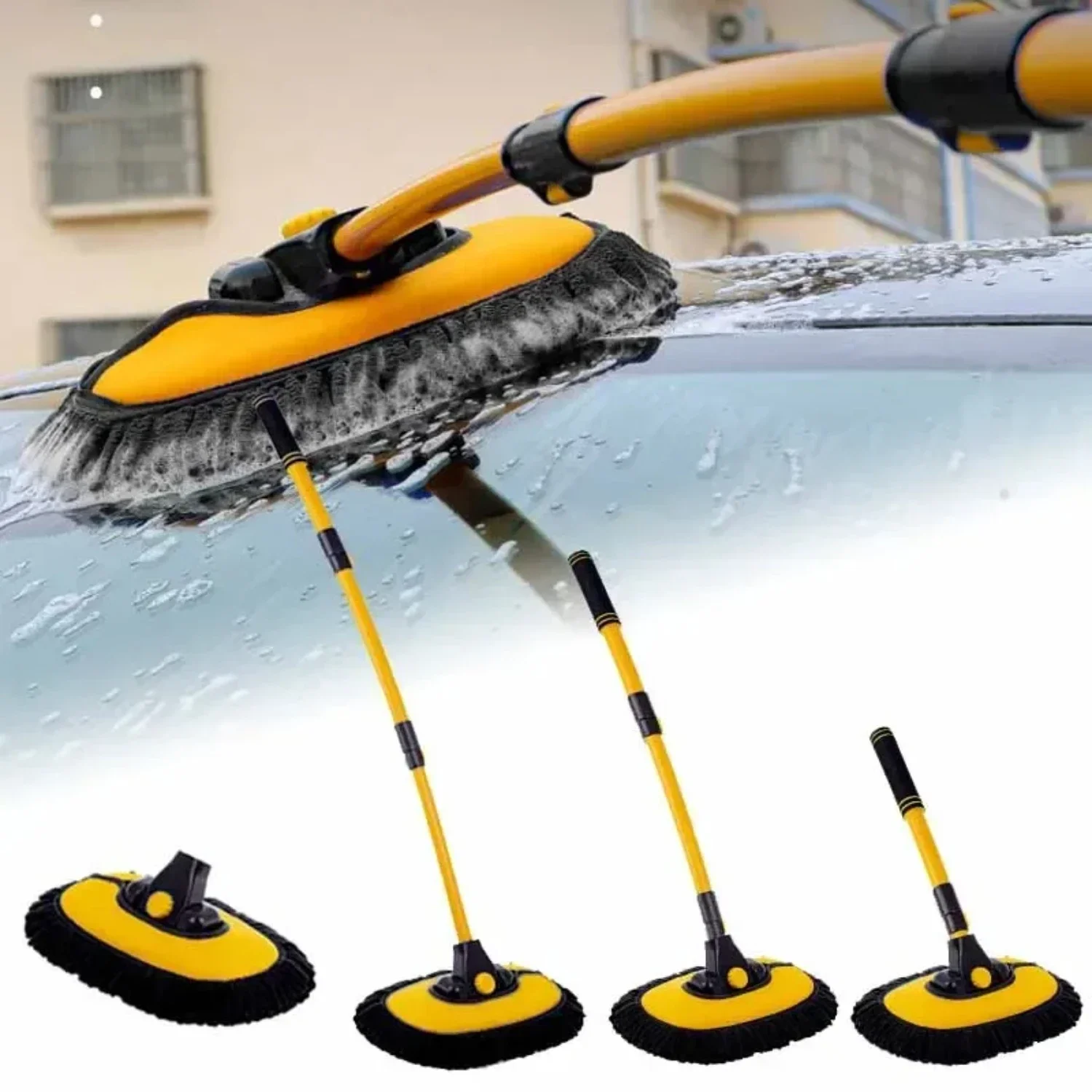 Car Wash Brush Cleaning Tool Telescopic Long Handle Mop Chenille Broom Detailing Brush Adjustable Super Absorbent Car Accessory