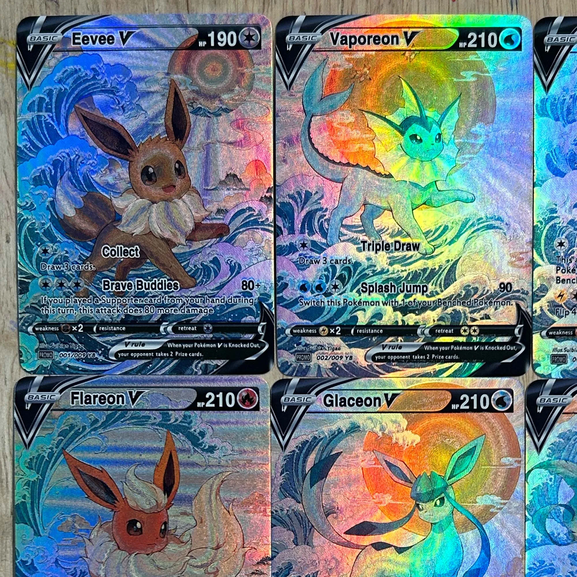 9 stks/set Diy Ptcg Engels Versie Eeveelution Ukiyo-E Collection Card Grof Flash Ptcg Umbreon Espeon Anime Card Gift speelgoed