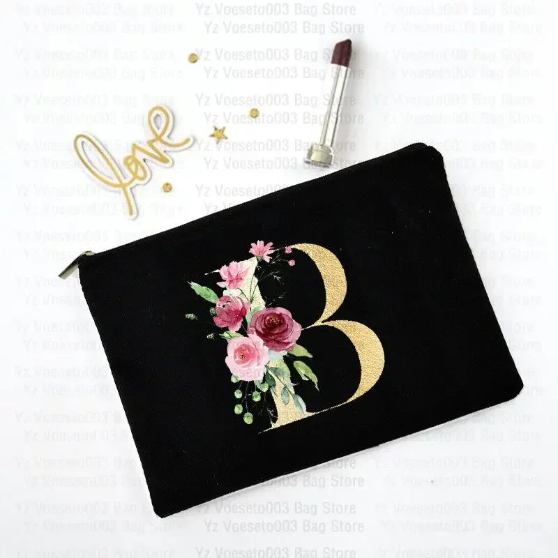 Merci Maîtresse School Gift for Teacher Balck Makeup Cosmetic Travel Bags Letter Canvas Wash Toiletry Pencil Bag Summer Bag