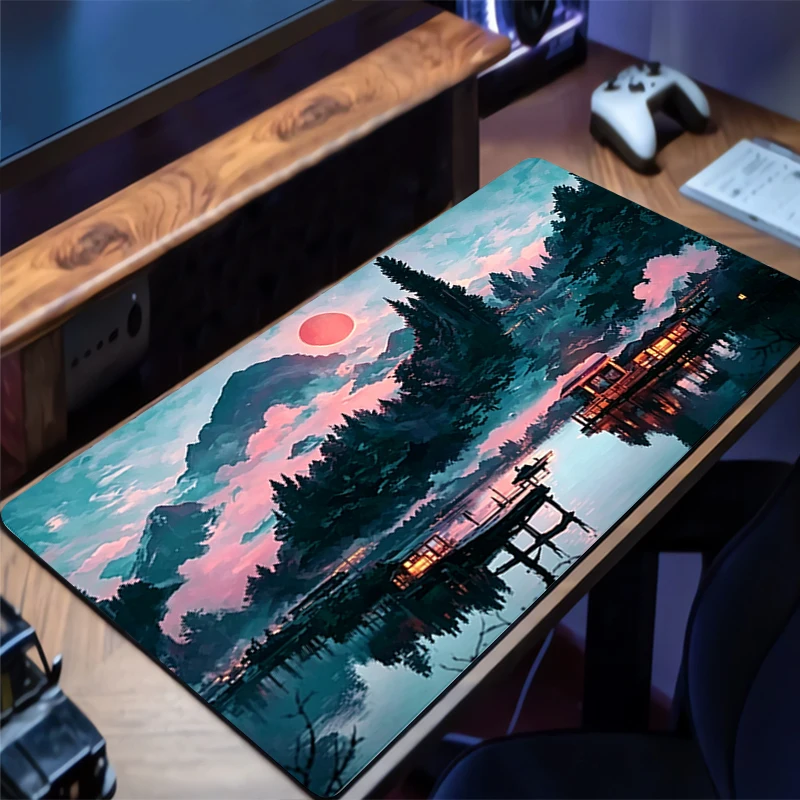 Mouse Pad Ink landscape painting Anime Carpe Large PC Gamer Computer Mausepad Varmilo Keyboard Gaming Accessories Desk Mat