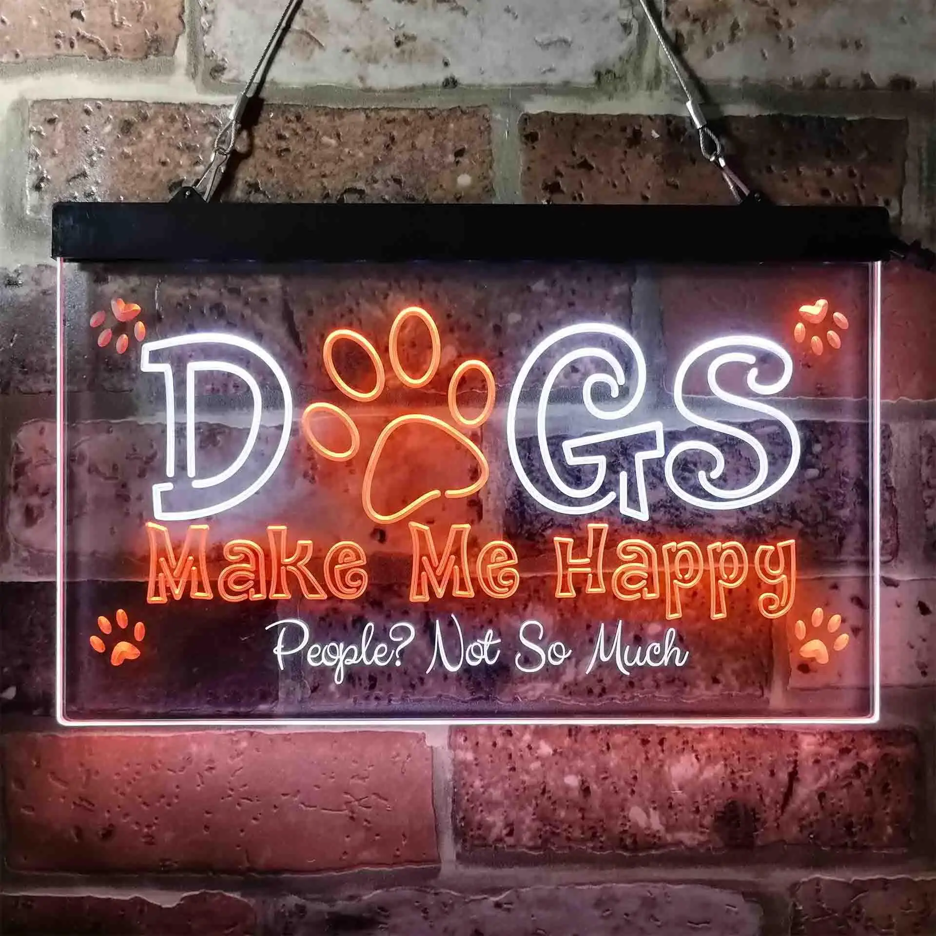Humor Dogs Make Me Happy Dual Color Led Neon Sign st6-i3940