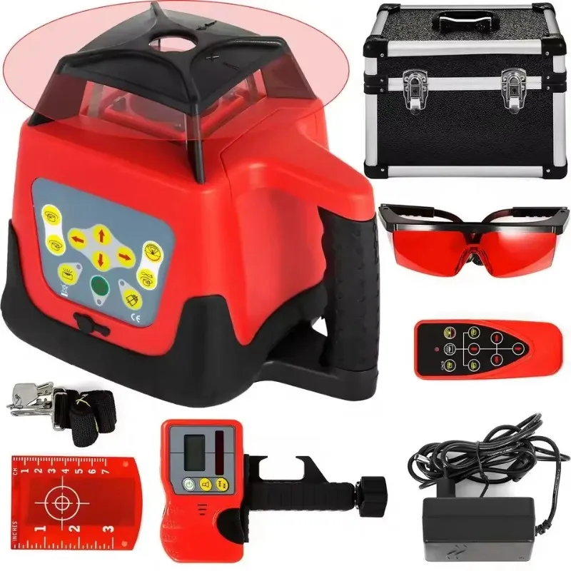 360° Rotating Red/Green Laser Level 500m Range Red Beam Automatic Self-Leveling