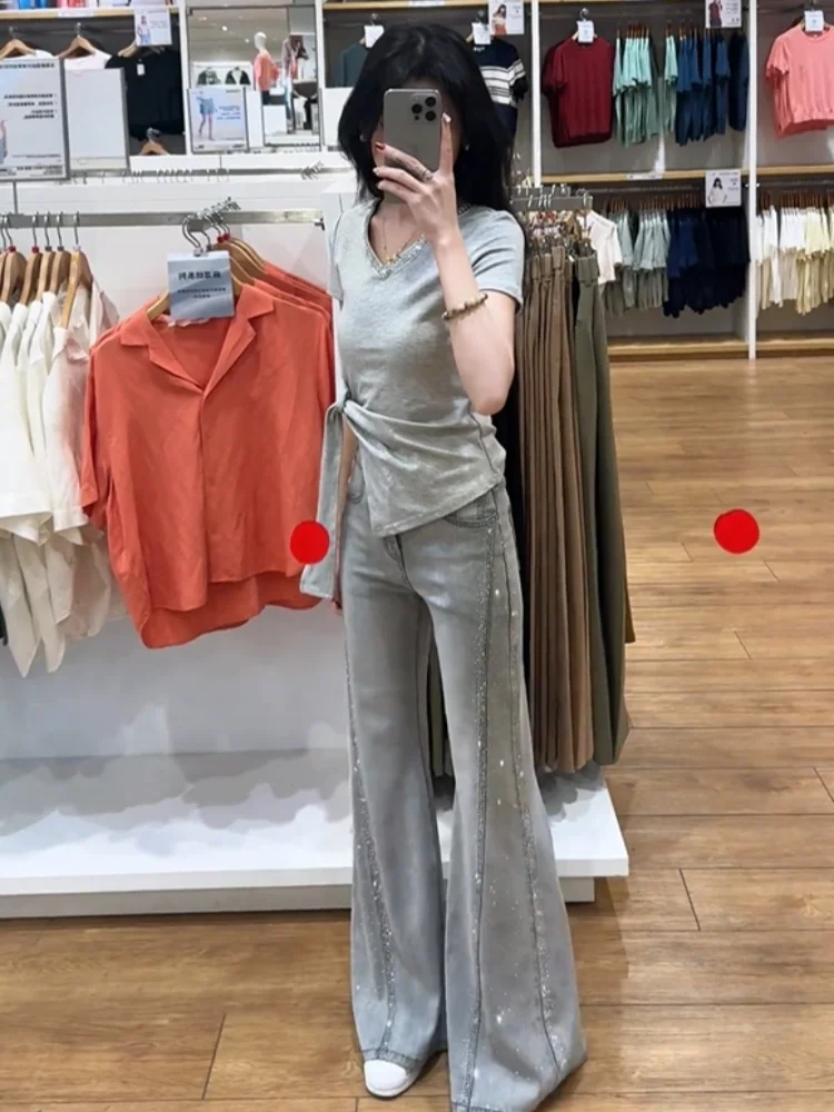 Lose Fit Amerikanischen Retro plus Größe Denim Jeans frauen Herbst Neue Sle Abnehmen Breite Bein Hosen Hohe Taille Lange glocke B...