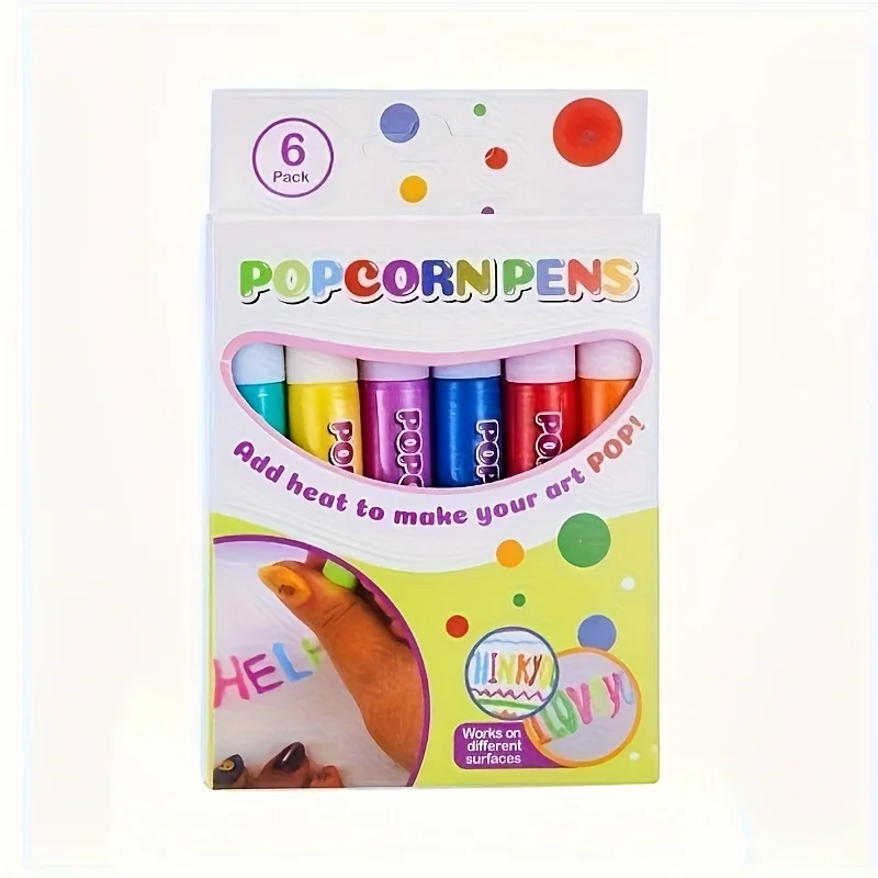 6 Bubble Pens Popcorn Pens Stress Relief Watercolor Pens Diy Greeting Cards 3d Magic Doodles Gel Pens Watercolor Pens image 2