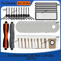 Fit For Dreame Bot L20 Ultra / L30 Ultra / X20 Pro Supplies Main Side Brush Mop Cloths Hepa Filter Dust Bags Accessories Parts