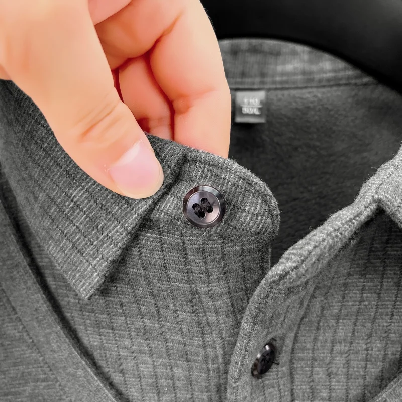 Luxusmarke Herren Einfarbiges Bedrucktes Poloshirt Herbst Neu Langärmeliges Revers Falsches Zweiteiliges T-Shirt Business Casual Herrenbekleidung – Detail 12
