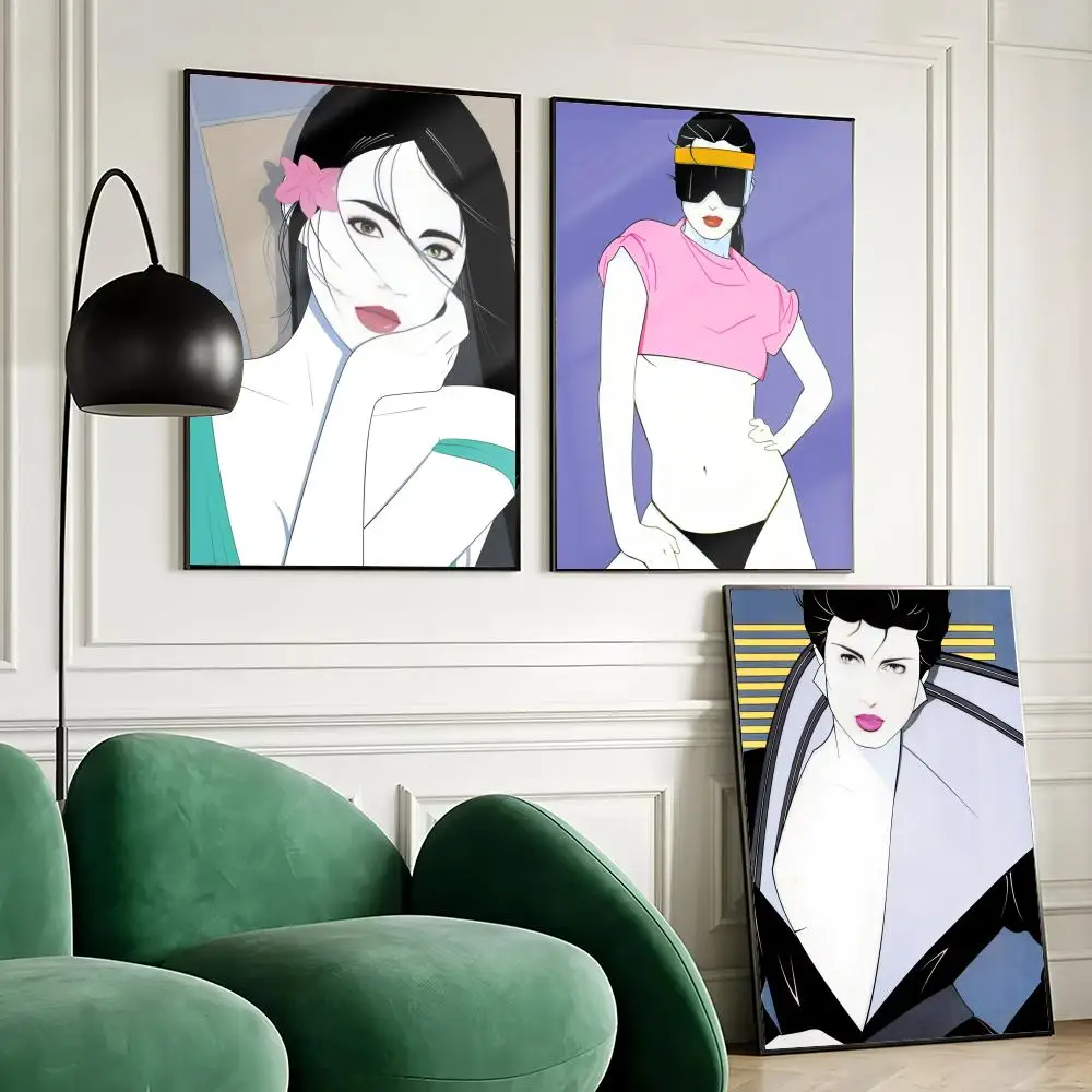 American Artist P-Patrick Nagel Poster Waterproof Wall Art Sticker for Home Bar Decoration, Self-Adhesive Room Wall Decor Mural